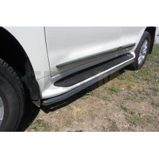 Защита штатных порогов 42 мм серебристая для Toyota Land Cruiser 200 2015-2023
