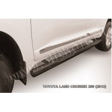 Пороги труба с накладками 76 мм чёрная для Toyota Land Cruiser 200 2012-2013