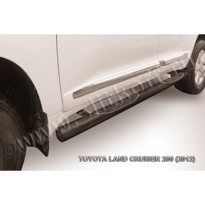 Пороги труба с накладками 76 мм чёрная для Toyota Land Cruiser 200 2012-2013 артикул TLC212013B