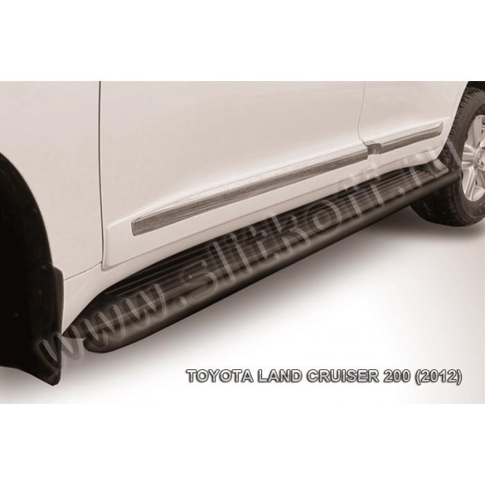 Защита штатных порогов 42 мм чёрная для Toyota Land Cruiser 200 2012-2013 артикул TLC212017B