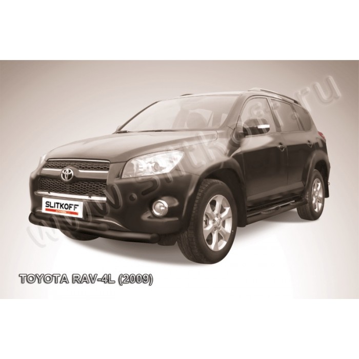 Защита передняя двойная 76-57 мм чёрная для Toyota RAV4 Длинная база 2009-2013 артикул TR409L009B