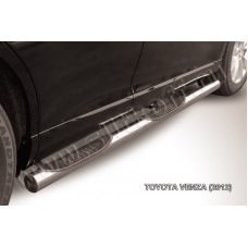 Пороги труба с накладками 76 мм серебристая для Toyota Venza 2012-2017