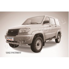 Защита переднего бампера 57 мм серебристая для УАЗ Патриот 2005-2014