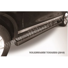Пороги труба 76 мм чёрная для Volkswagen Touareg 2010-2017