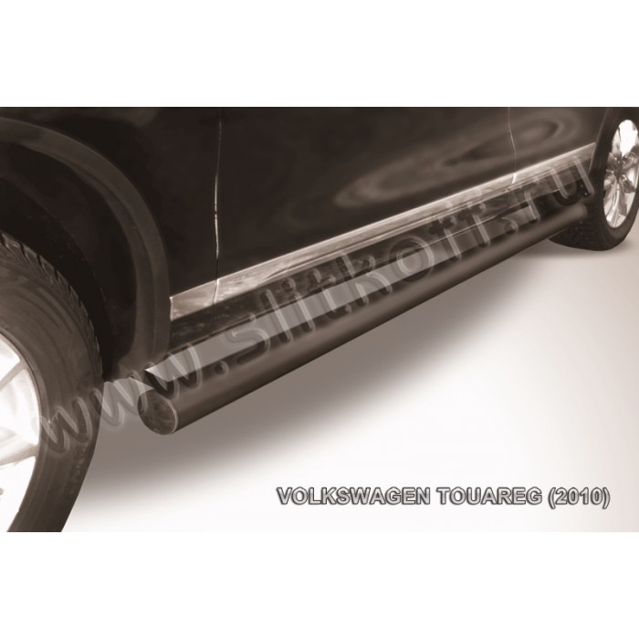 Пороги труба 76 мм чёрная для Volkswagen Touareg 2010-2017 артикул VWTR008B