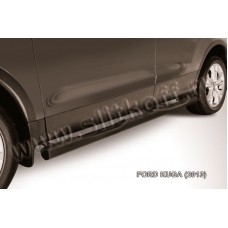 Пороги труба с накладками 76 мм чёрная для Ford Kuga 2013-2016