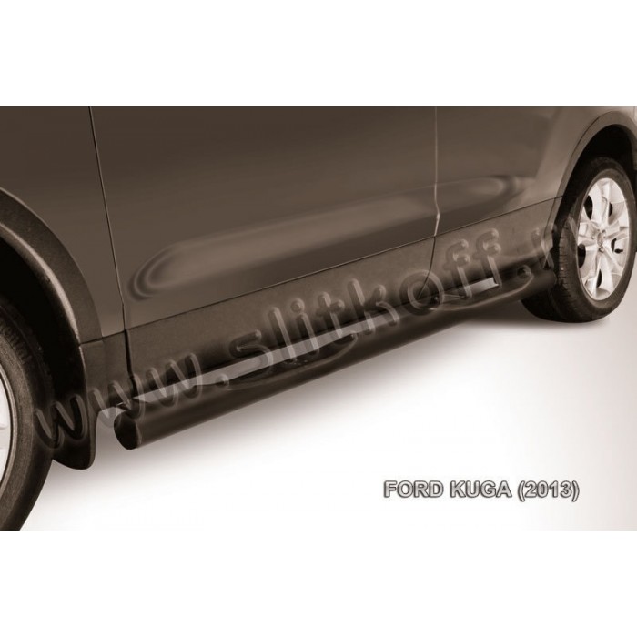 Пороги труба с накладками 76 мм чёрная для Ford Kuga 2013-2016 артикул FKG13005B