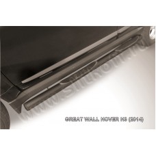 Пороги труба с накладками 76 мм чёрная для Great Wall Hover H3 New 2014-2015