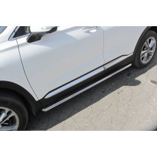 Защита заднего бампера 57 мм короткая серебристая для Hyundai Santa Fe 2018-2020