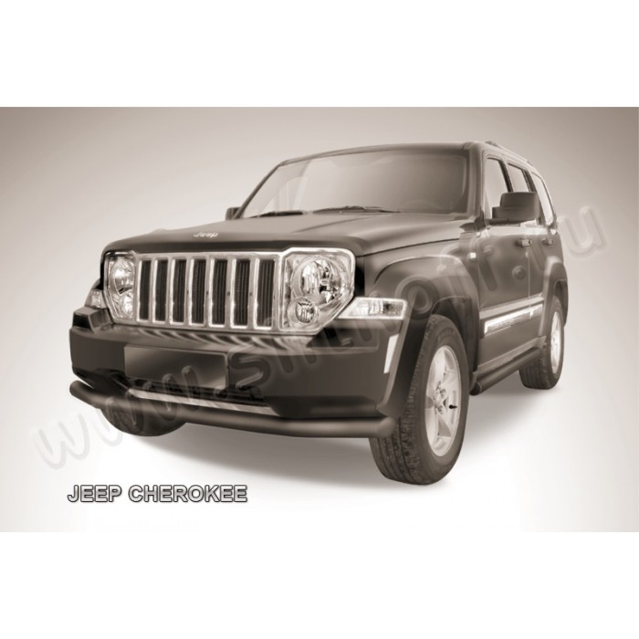 Защита переднего бампера 76 мм чёрная для Jeep Cherokee 2014-2018 артикул JCH12002B