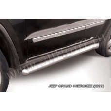 Пороги труба 76 мм с гибами для Jeep Grand Cherokee 2010-2021