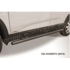 Пороги труба 57 мм чёрная для Kia Sorento 2009-2012