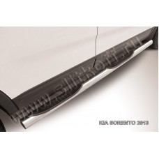 Пороги труба с накладками 76 мм для Kia Sorento 2012-2015