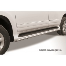 Защита штатных порогов 42 мм серебристая для Lexus GX460 2010-2013