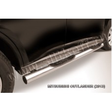Пороги труба с накладками 76 мм для Mitsubishi Outlander 2012-2014
