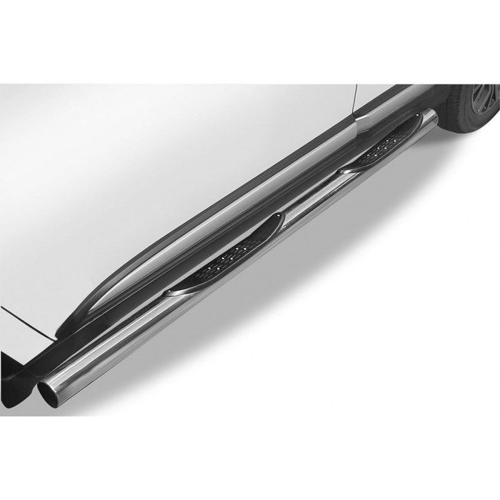 Пороги труба с накладками 76 мм серебристая для Mitsubishi Outlander 2015-2018 артикул MOUT15005S