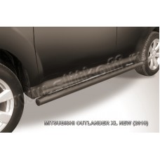 Пороги труба 57 мм чёрная для Mitsubishi Outlander XL 2010-2012