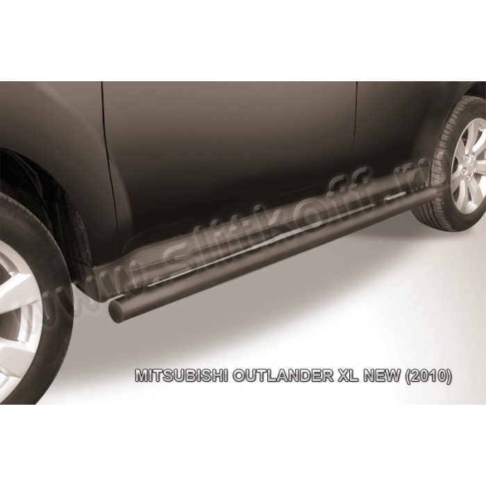 Пороги труба 57 мм чёрная для Mitsubishi Outlander XL 2010-2012 артикул MXL10009B