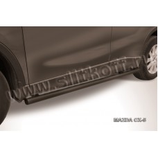 Пороги труба 57 мм чёрная для Mazda CX-5 2011-2017