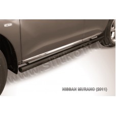 Пороги труба 76 мм чёрная для Nissan Murano 2010-2016