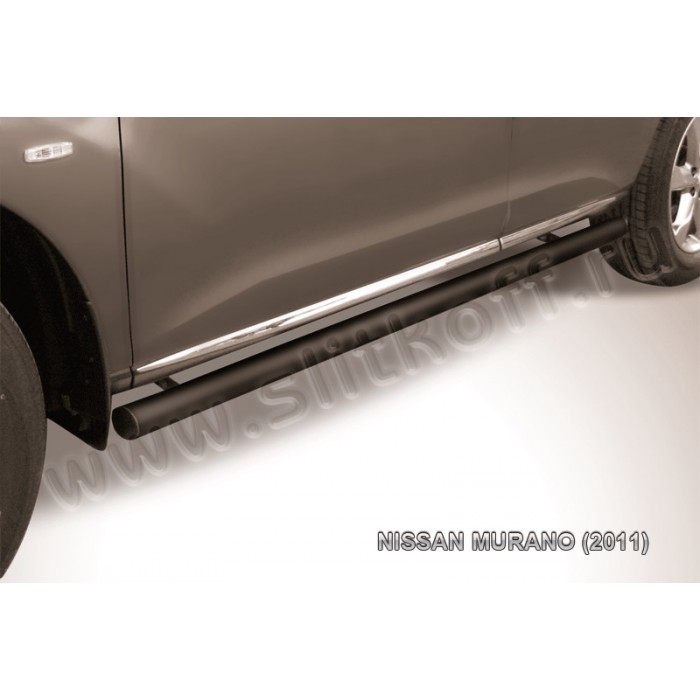 Пороги труба 76 мм чёрная для Nissan Murano 2010-2016 артикул NIM11005B