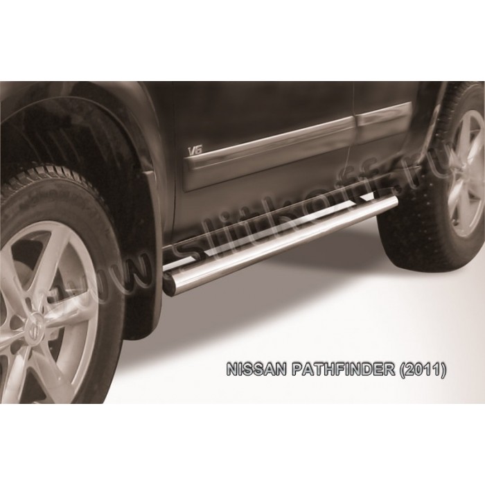 Пороги труба 76 мм для Nissan Pathfinder 2010-2014 артикул NIP11004