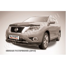 Защита переднего бампера 57 мм чёрная для Nissan Pathfinder 2014-2020