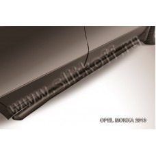 Пороги труба 57 мм с гибами чёрная для Opel Mokka 2012-2019