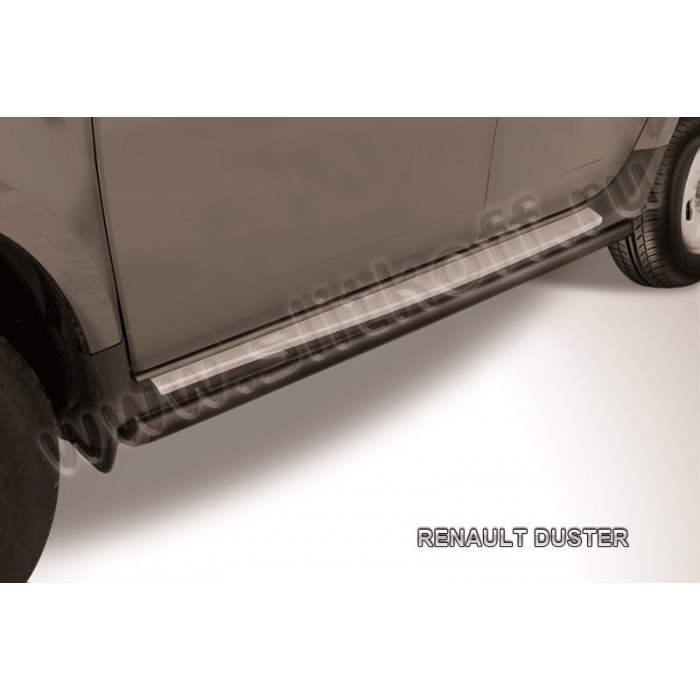 Пороги труба 42 мм чёрная для Renault Duster 2011-2015 артикул RD007B