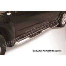 Пороги труба с накладками 76 мм серебристая для Subaru Forester 2008-2013