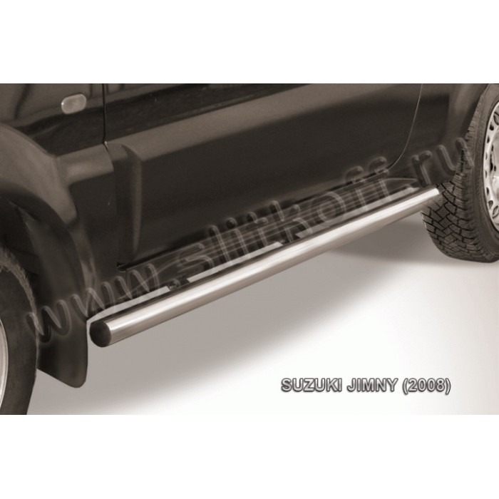 Пороги труба 57 мм серебристая для Suzuki Jimny 19988-2018 артикул SJ008S
