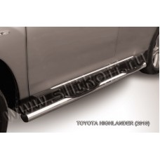 Пороги труба с накладками 76 мм для Toyota Highlander 2010-2014