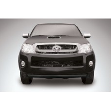 Защита переднего бампера 76 мм радиусная чёрная для Toyota Hilux 2011-2015