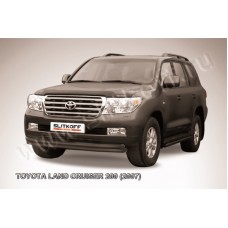 Защита передняя двойная 57-57 мм чёрная для Toyota Land Cruiser 200 2007-2011