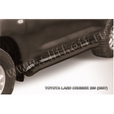 Пороги труба 76 мм с гибами чёрная для Toyota Land Cruiser 200 2007-2011