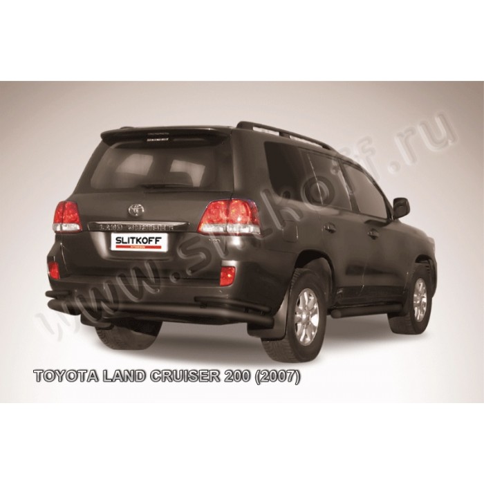 Защита заднего бампера двойная 76-42 мм чёрная для Toyota Land Cruiser 200 2007-2011 артикул TLC2021B