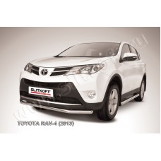 Защита переднего бампера 57 мм серебристая для Toyota RAV4 2013-2015