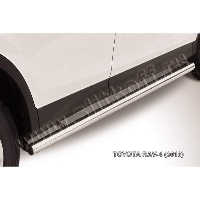 Пороги труба 76 мм серебристая для Toyota RAV4 2013-2015 артикул TR413008S