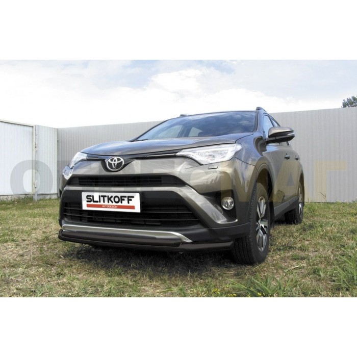 Защита передняя двойная 57-42 мм чёрная для Toyota RAV4 2015-2019 артикул TR415001B