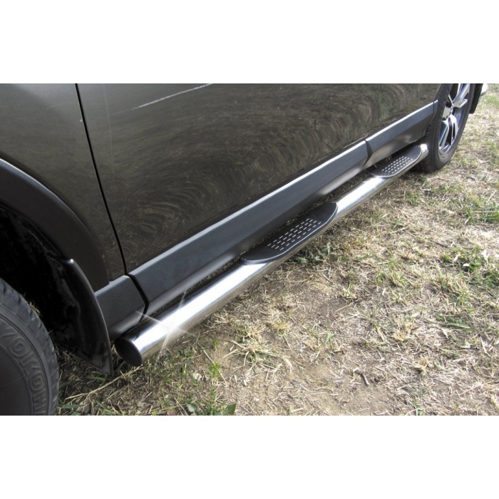 Пороги труба с накладками 76 мм для Toyota RAV4 2015-2019 артикул TR415006
