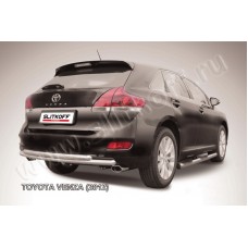 Защита заднего бампера двойная 57-57 мм радиусная для Toyota Venza 2012-2017