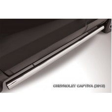 Пороги труба 76 мм серебристая для Chevrolet Captiva 2013-2018