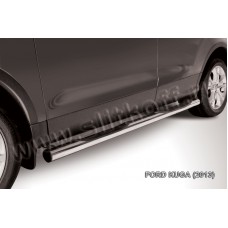 Пороги труба с накладками 76 мм серебристая для Ford Kuga 2013-2016