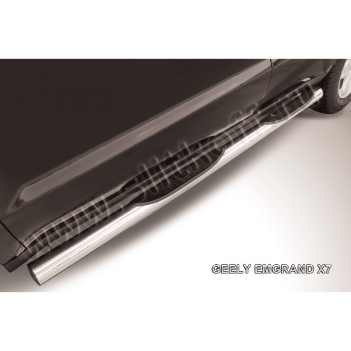 Пороги труба с накладками 76 мм для Geely Emgrand X7 2013-2016 артикул GEX7008