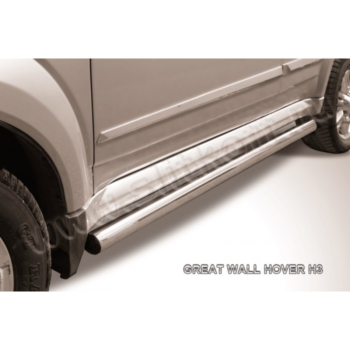 Пороги труба 76 мм серебристая для Great Wall Hover H3 2010-2014 артикул GWHNH3007S