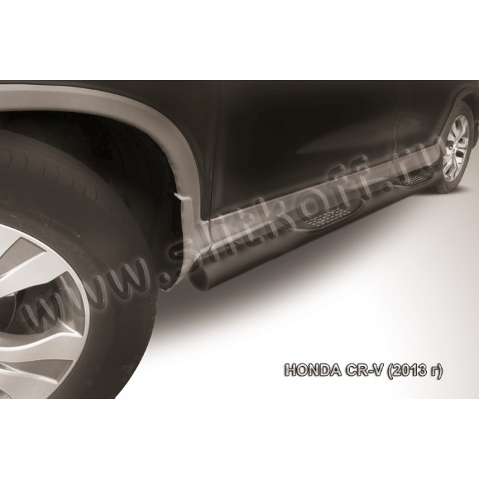 Пороги труба с накладками 76 мм чёрная для Honda CR-V 2012-2017 артикул HCRV13005B