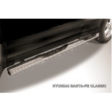 Пороги труба с накладками 76 мм для Hyundai Santa Fe Сlassic 2000-2012