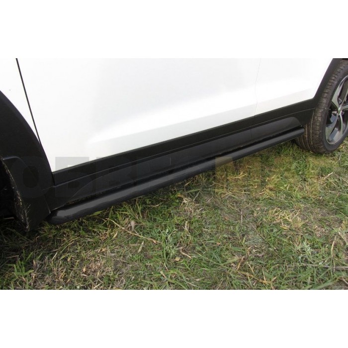Пороги труба 57 мм чёрная для Hyundai Tucson 2015-2018 артикул HT4WD15004B