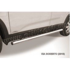 Пороги труба 57 мм серебристая для Kia Sorento 2009-2012
