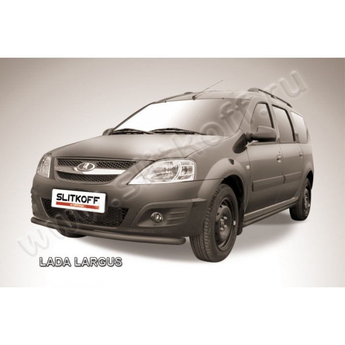 Защита переднего бампера 42 мм чёрная для Lada Largus 2012-2023 артикул LadLar001B